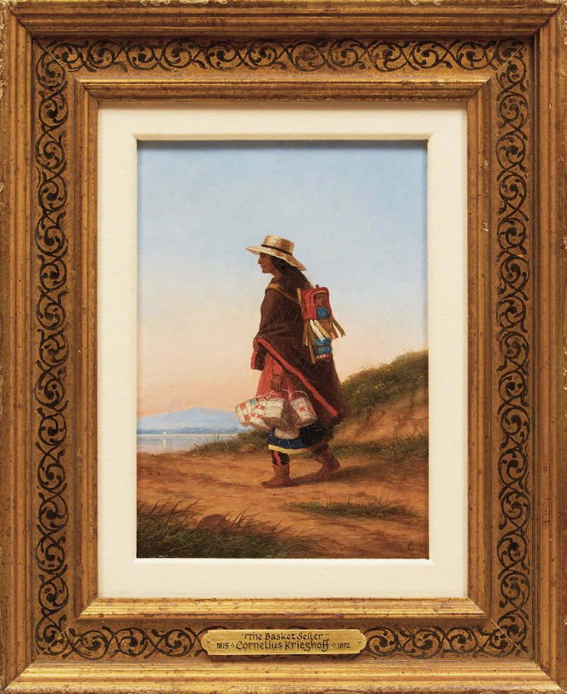 Cornelius Krieghoff, The Basket Seller , oil on board, circa 1860 - view 2