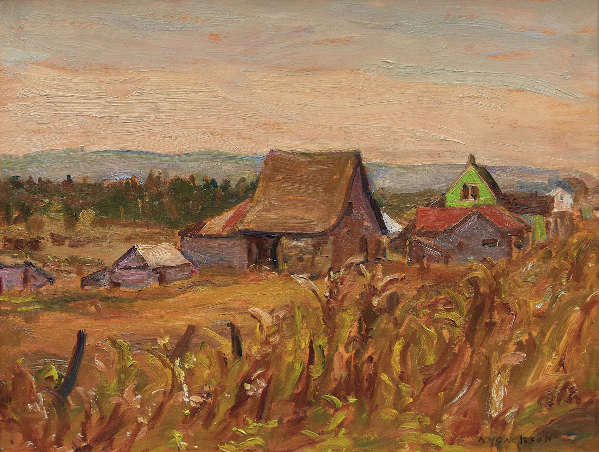 Alexander Young Jackson, Sainte-Anne-de-Madawaska, NB, oil on board, 1967