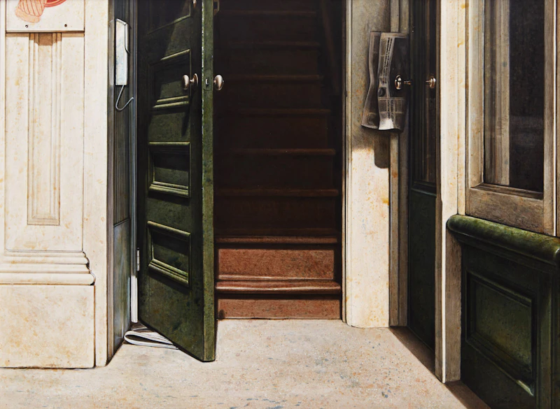 Kenneth Danby, The Tenant’s Door, egg tempera on board, 1975 - view 1