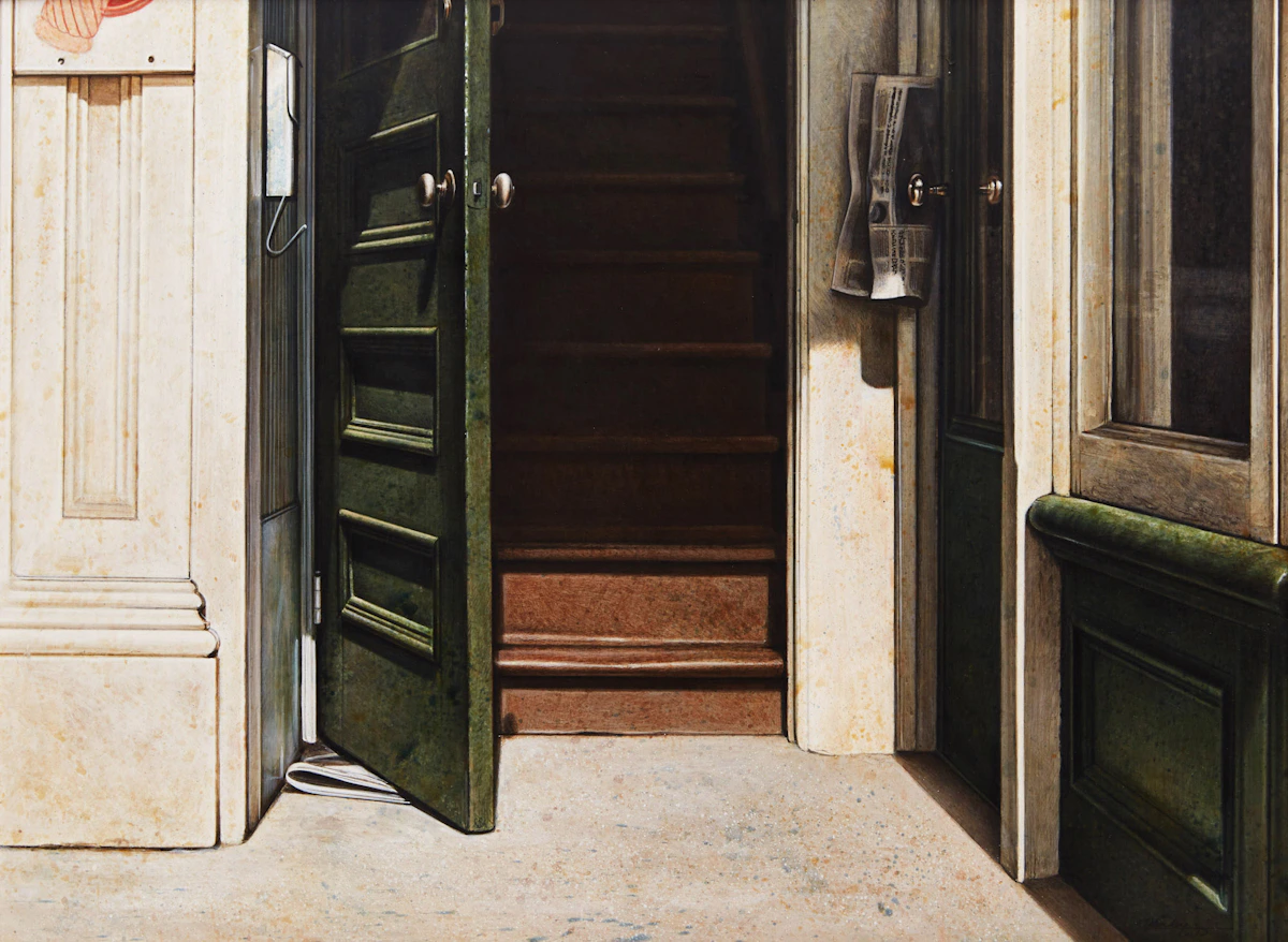 Kenneth Danby, The Tenant’s Door, egg tempera on board, 1975