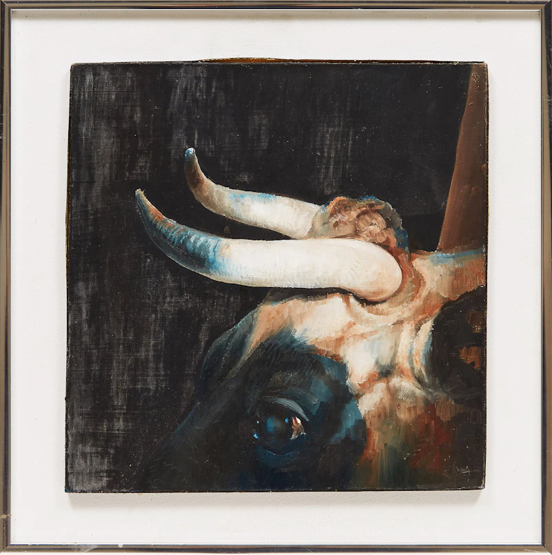 Lindee Climo, Steer, oil on board - view 2