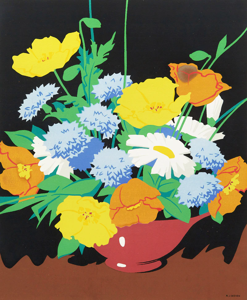 Alfred Joseph Casson, Flowers in a Red Bowl