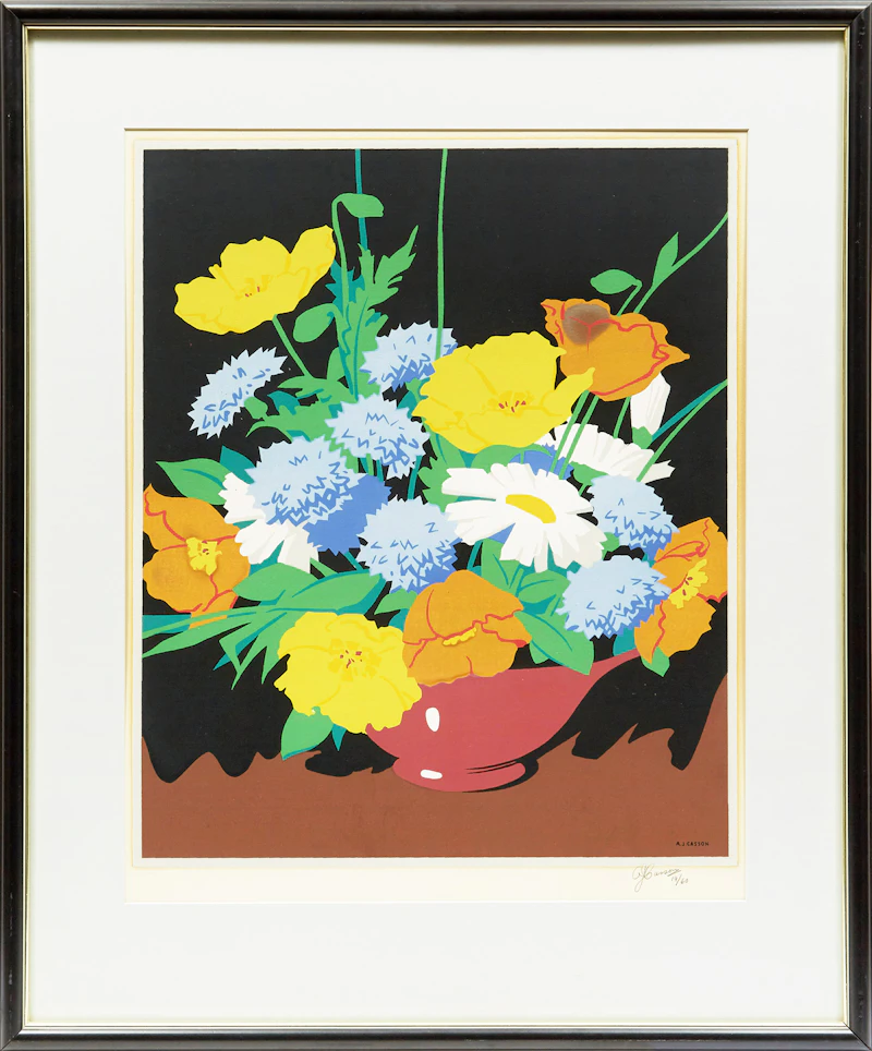 Alfred Joseph Casson, Flowers in a Red Bowl, colour silkscreen - view 2