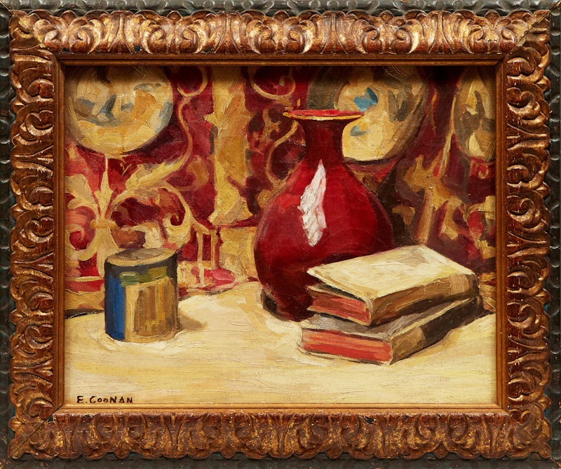 Emily Coonan, Still Life with Books, oil on canvas - view 2