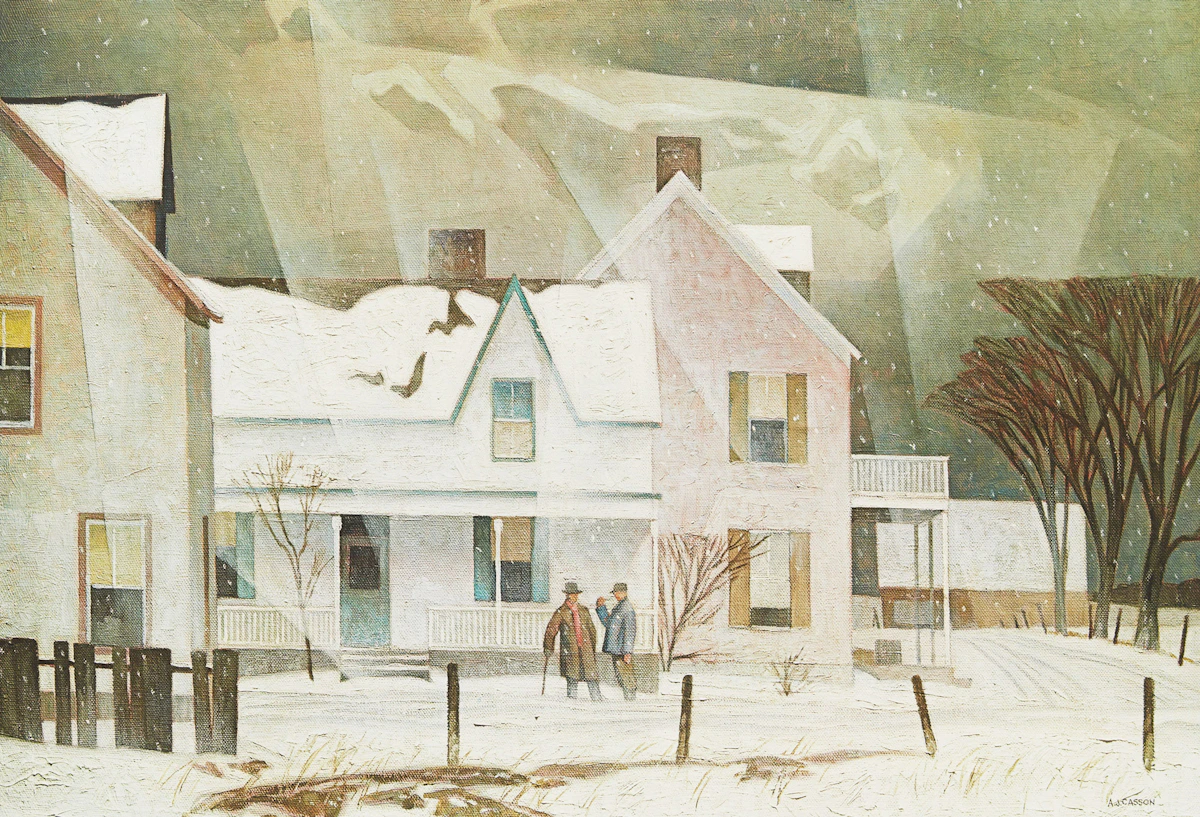 Alfred Joseph Casson, Sturgeon Bay; Mist, Rain and Sun; Snow Flurries, three colour serigraphs