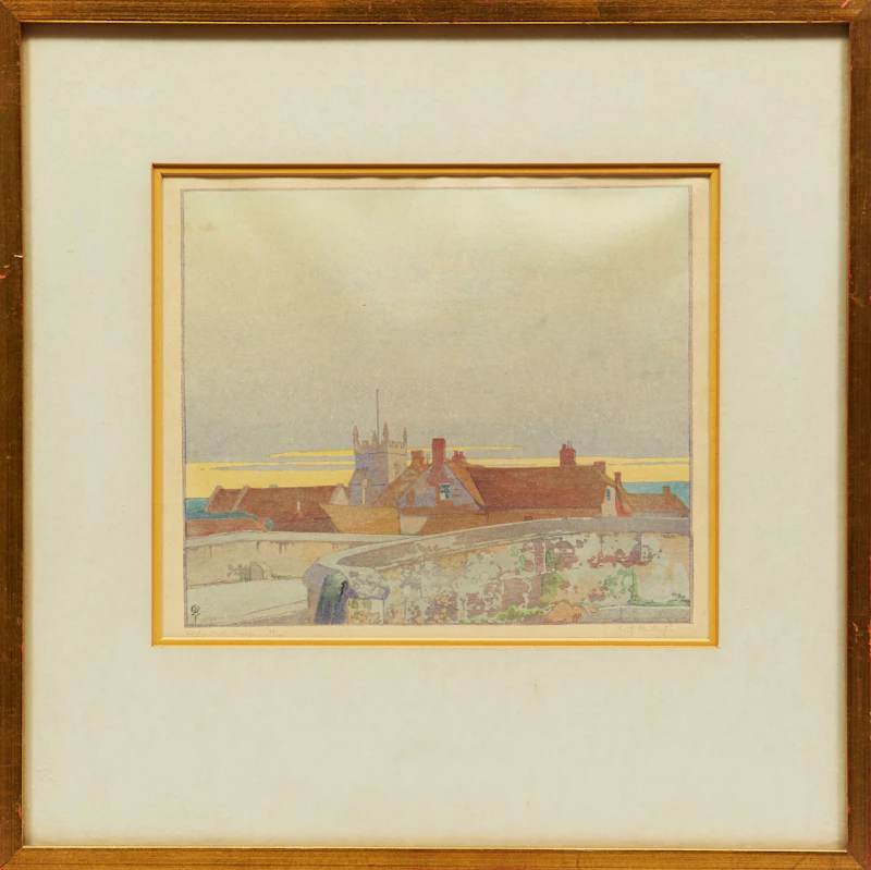 Walter Joseph Phillips, Wylye Mill Bridge, colour woodcut - view 2