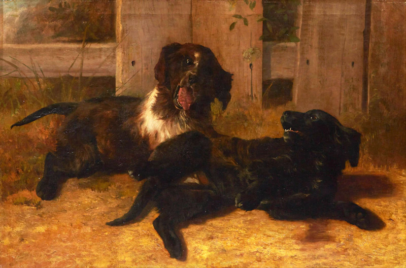 Thomas Mower Martin, The Artist’s Young Dogs at Play, oil on canvas - view 3