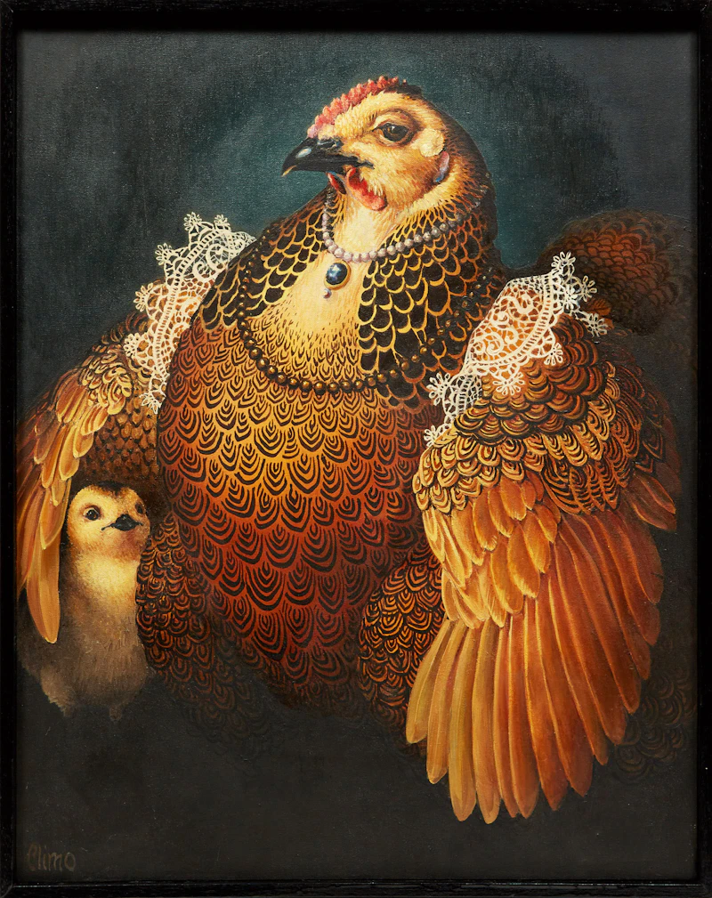 Lindee Climo, Partridge Rock Hen as Eleonora of Toledo (after Bronzino), oil on canvas, 1991 - view 2