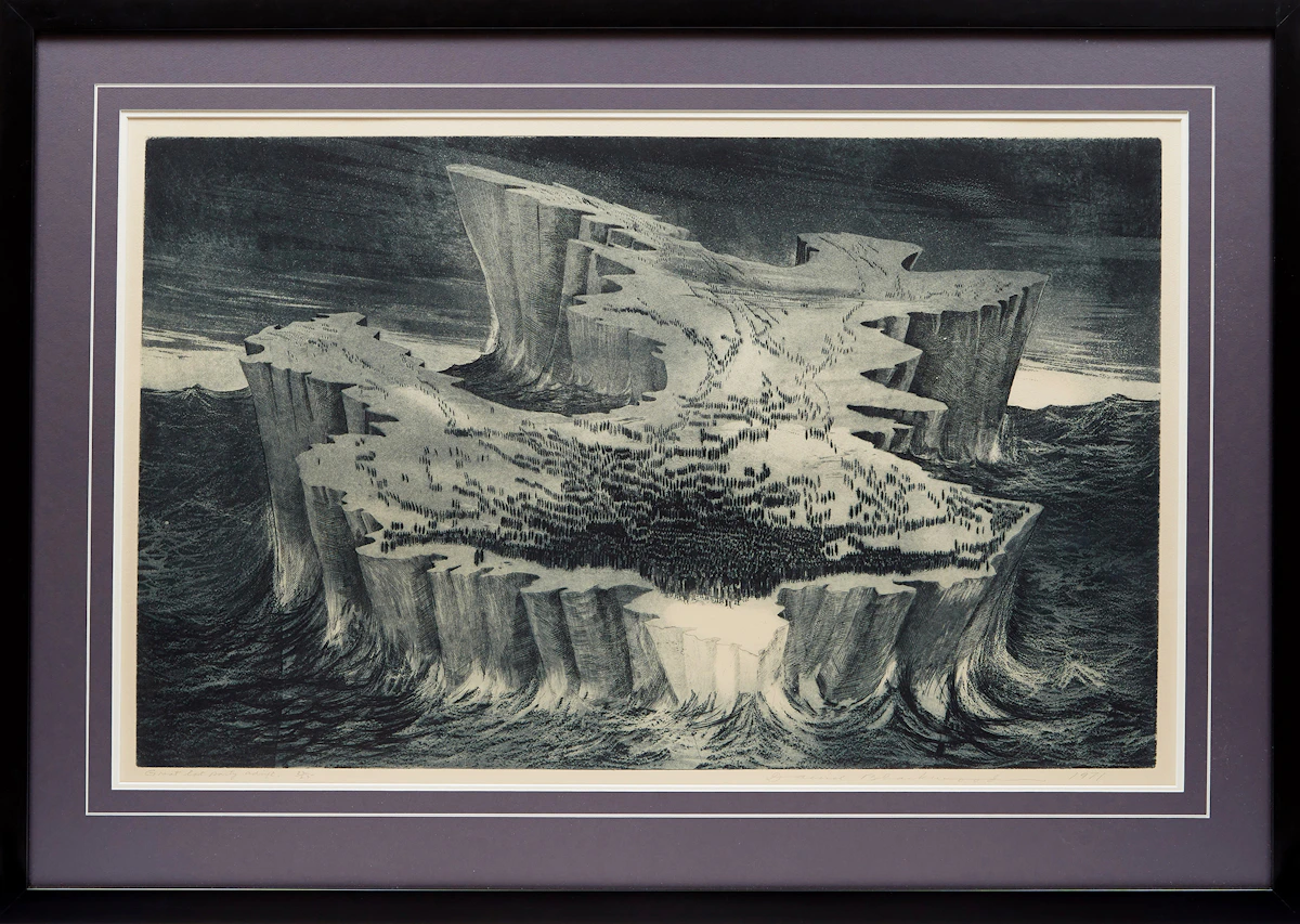 David Lloyd Blackwood, Great Lost Party Adrift, colour etching and aquatint, 1971