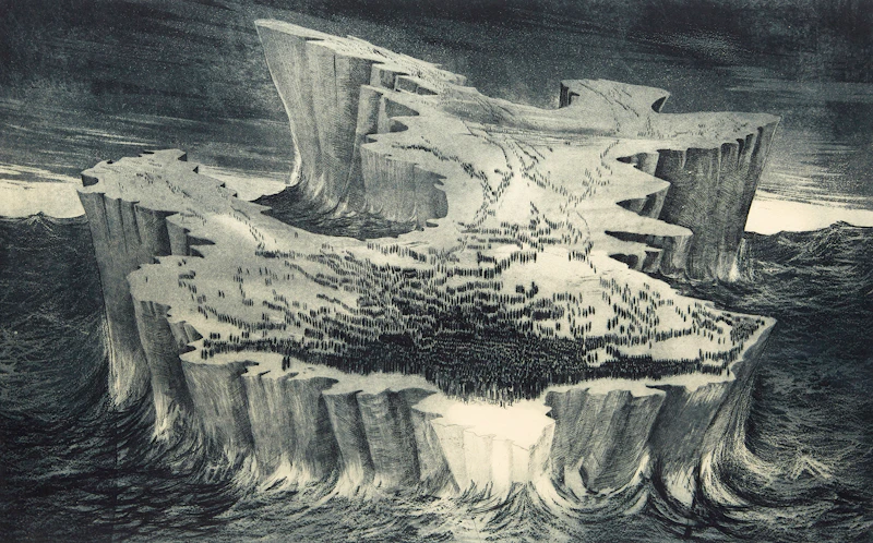 David Lloyd Blackwood, Great Lost Party Adrift, colour etching and aquatint, 1971 - view 2