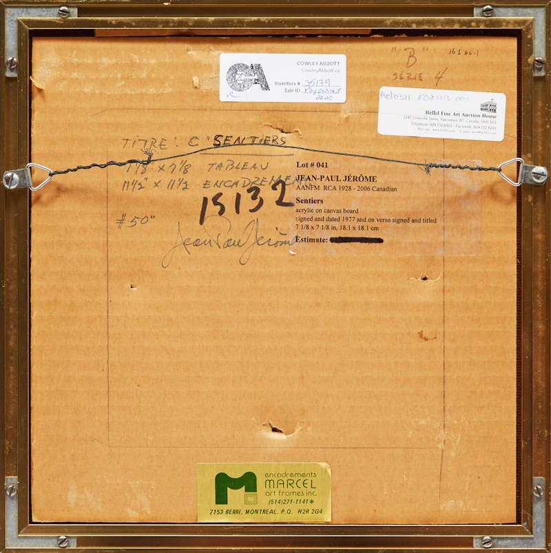 Jean-Paul Jérôme, Sentiers, acrylic on canvas board, 1977 - view 3