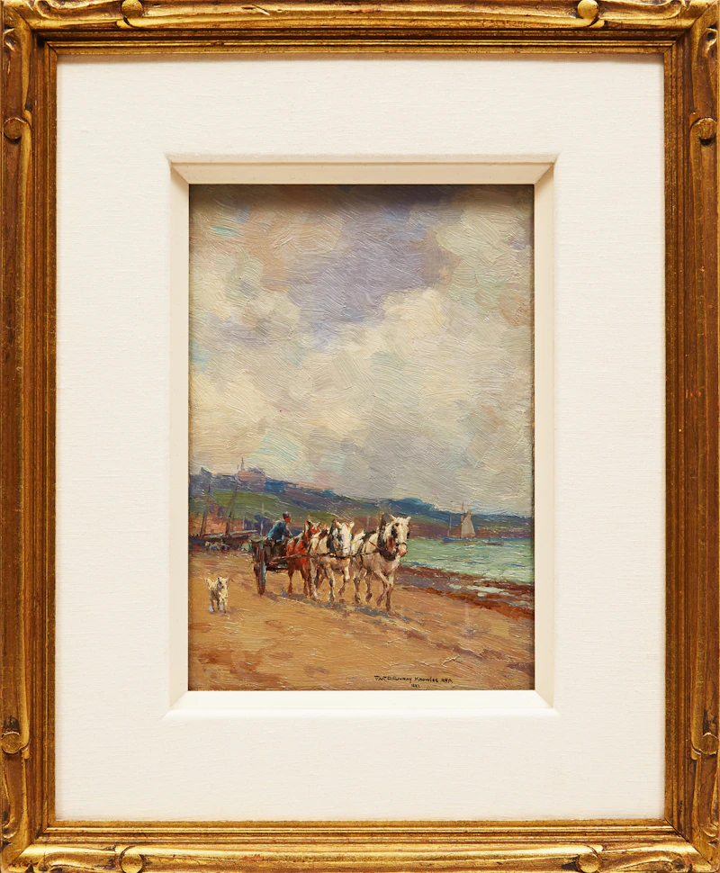 Farquhar McGillivray Strachan Knowles, Untitled (Horses and Cart on the Beach), oil on board, 1892 - view 2
