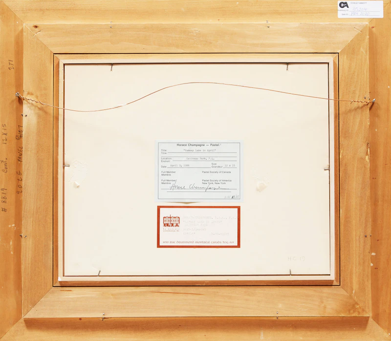 Horace Champagne, Ramsay Lake in April, Gatineau Park, P.Q. , pastel on paper, April 3, 1986 - view 3