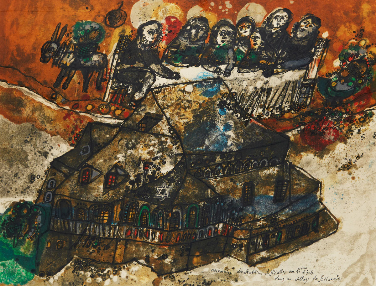 Théo Tobiasse, Village de Lithuanie, colour lithograph
