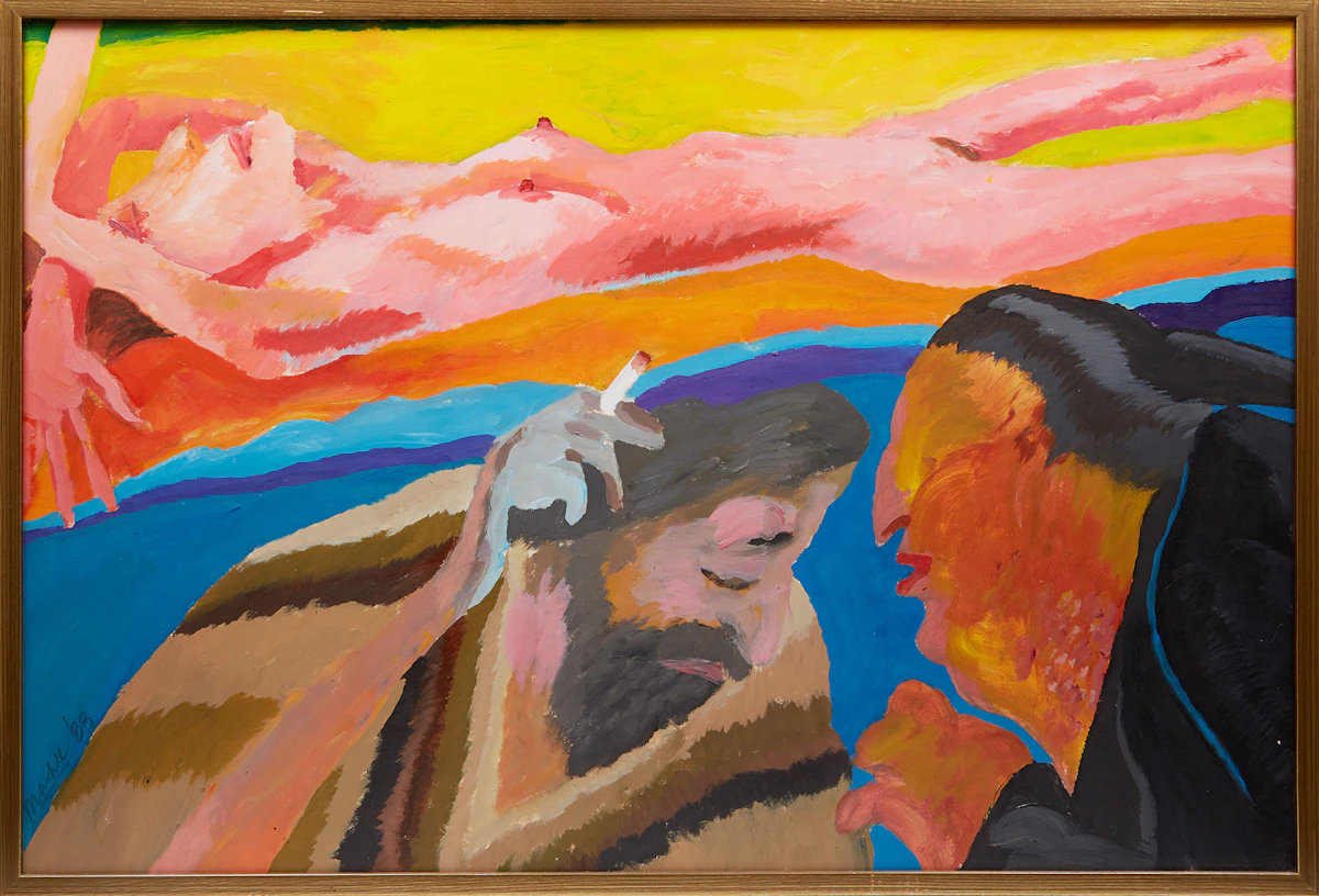 Robert Markle, Conversation Series: Graham Coughtry, acrylic on masonite, 1988