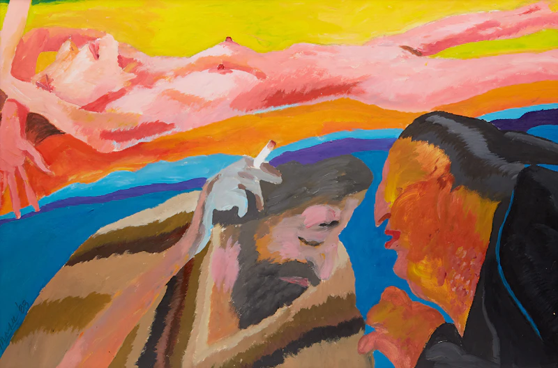 Robert Markle, Conversation Series: Graham Coughtry, acrylic on masonite, 1988 - view 2
