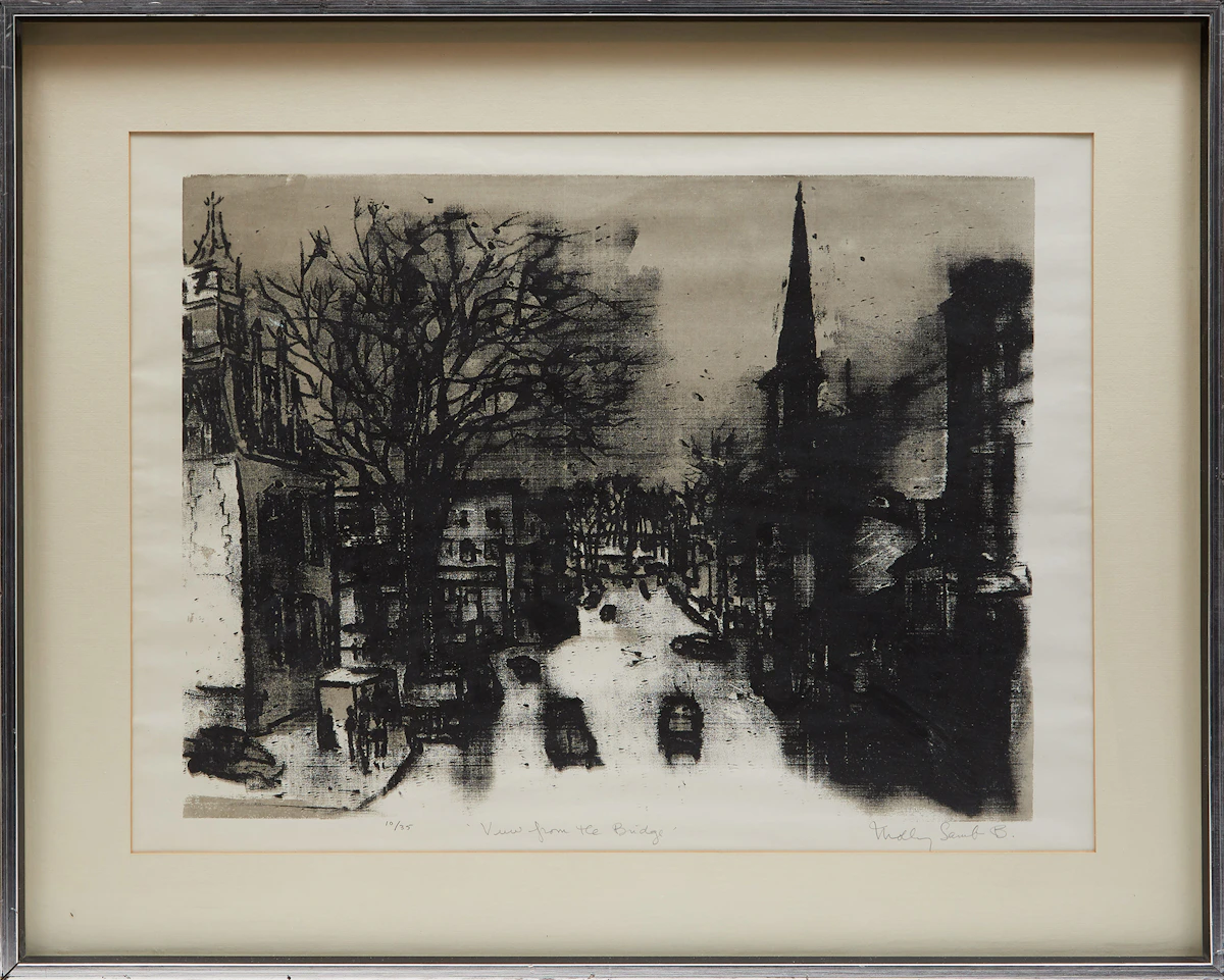 Molly Lamb Bobak, View from the Bridge , lithograph