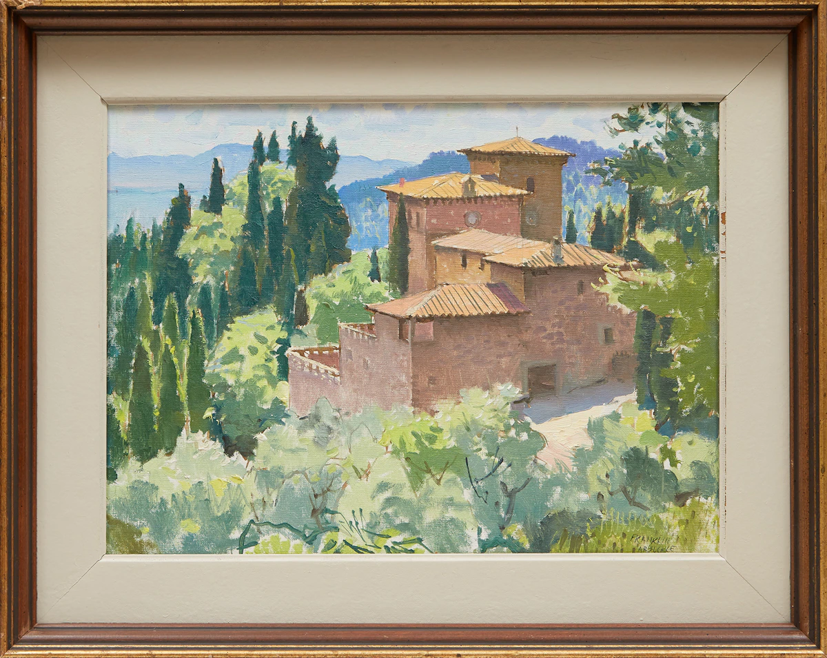 George Franklin Arbuckle, Via Montebeni near Fiesole , oil on canvas board