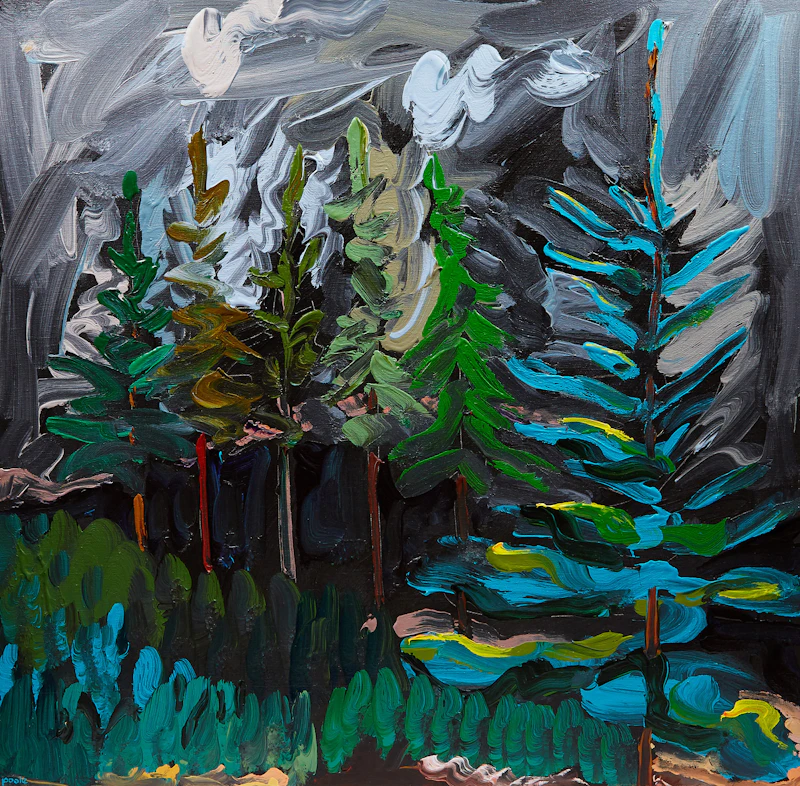 Leslie Donald Poole, 6 Dark Trees, acrylic on canvas, 1983 - view 2