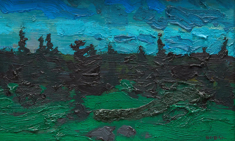 Bruno Joseph Bobak, Landscape #2, oil on canvas - view 2