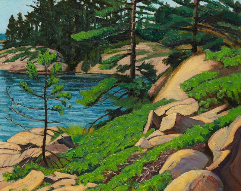Frederick Bourchier Taylor, Landscape, Georgian Bay, Ont., oil on canvas board, 1955 - view 2