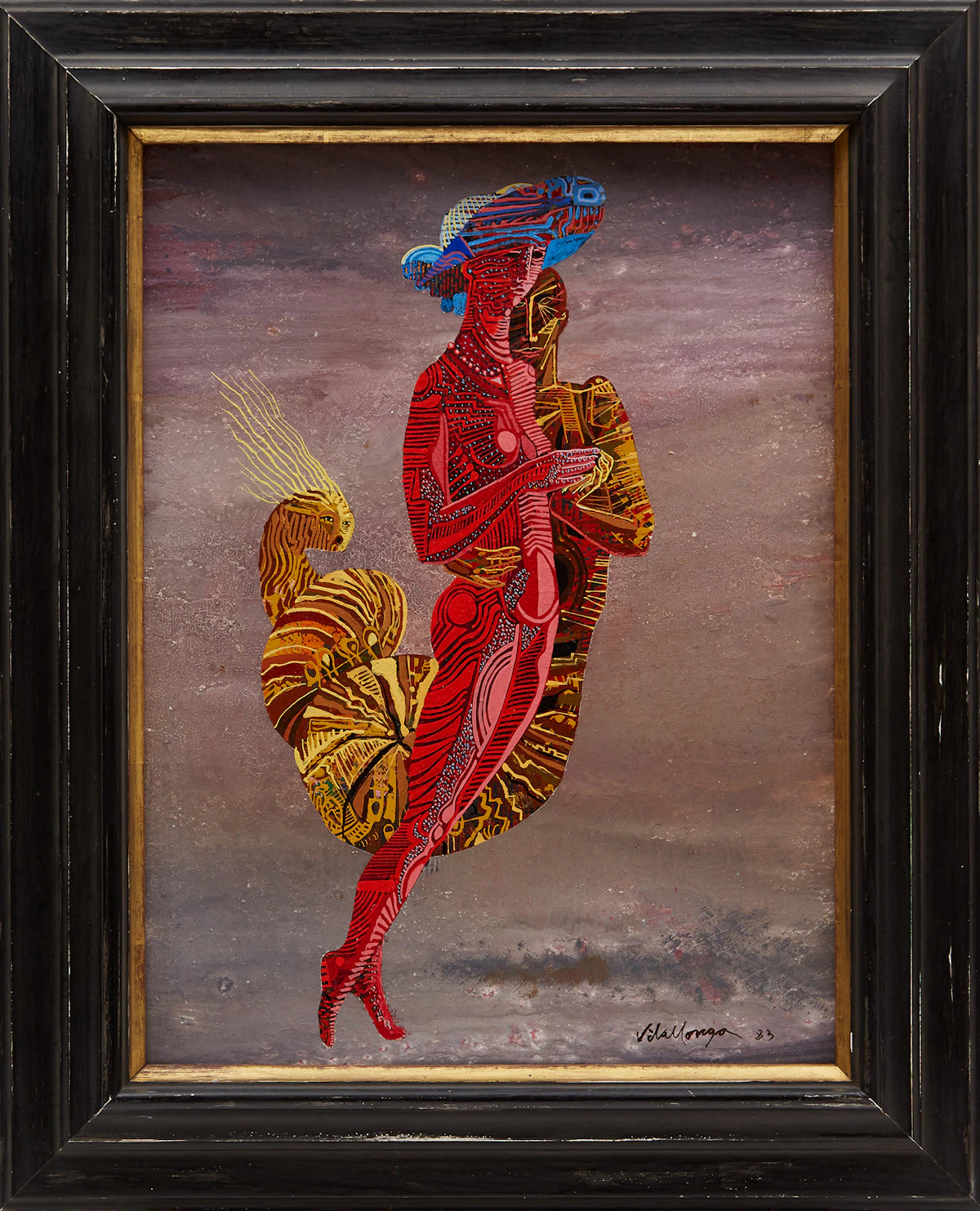 Jesus Carlos De Vilallonga, Untitled (Whimsical Figures), oil on board, 1983
