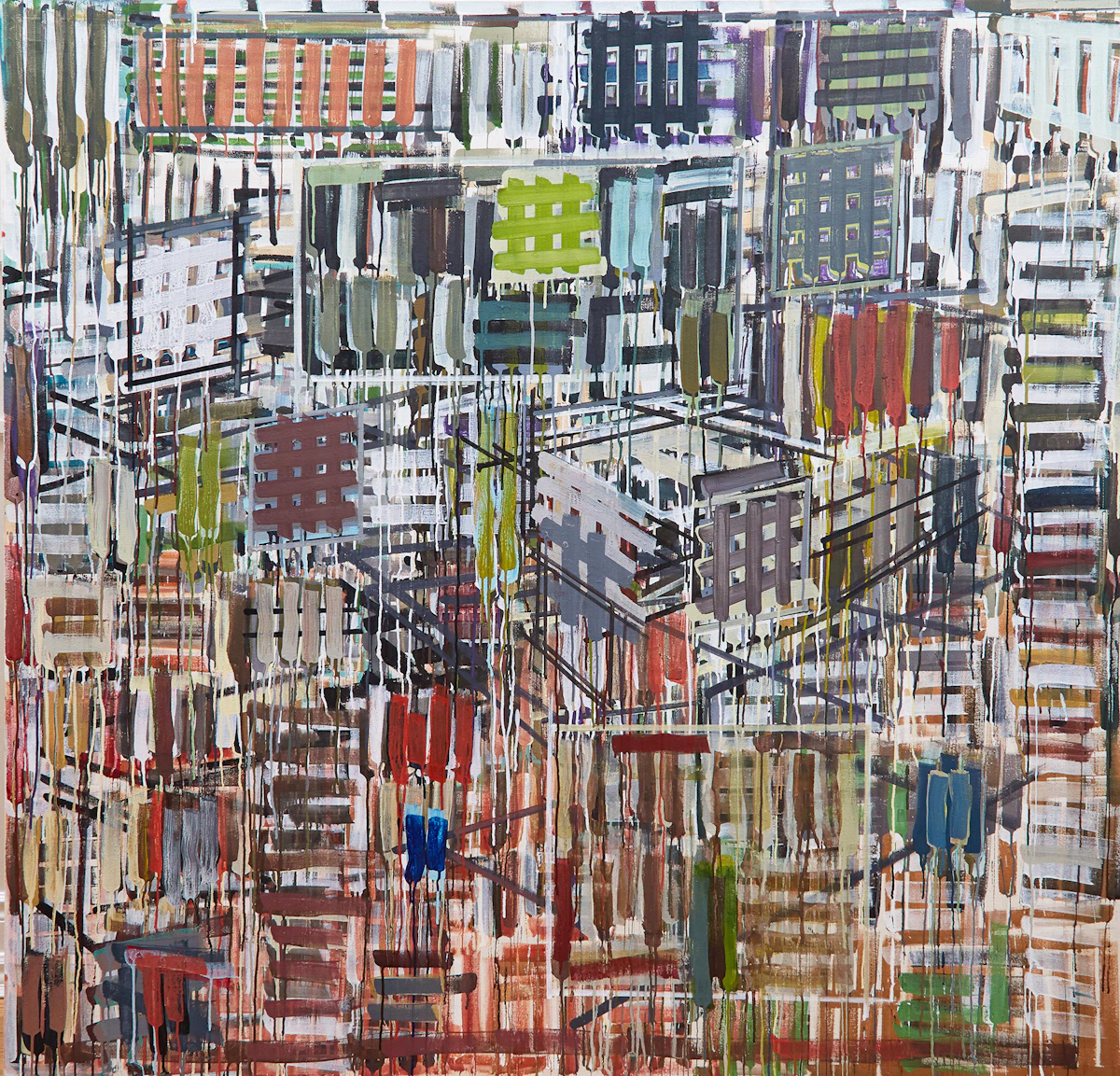Denyse Thomasos, Urban Jewels Series (Dismantle #4) 1998, acrylic on canvas