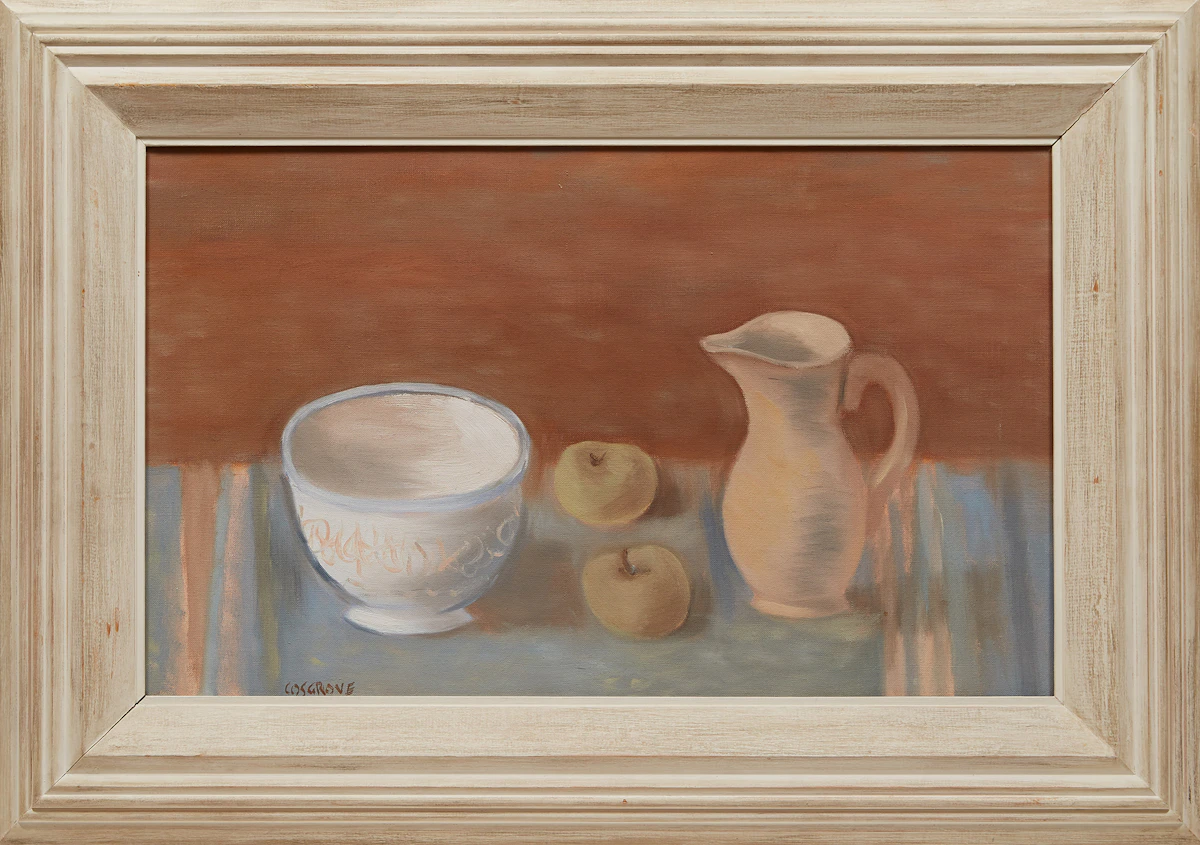 Stanley Morel Cosgrove, Still Life with Jug, Bowl and Apples, oil on canvas