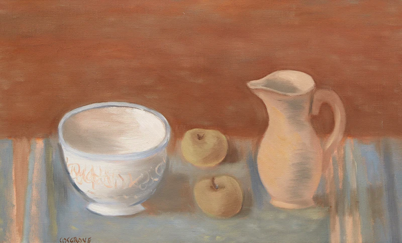 Stanley Morel Cosgrove, Still Life with Jug, Bowl and Apples, oil on canvas - view 2