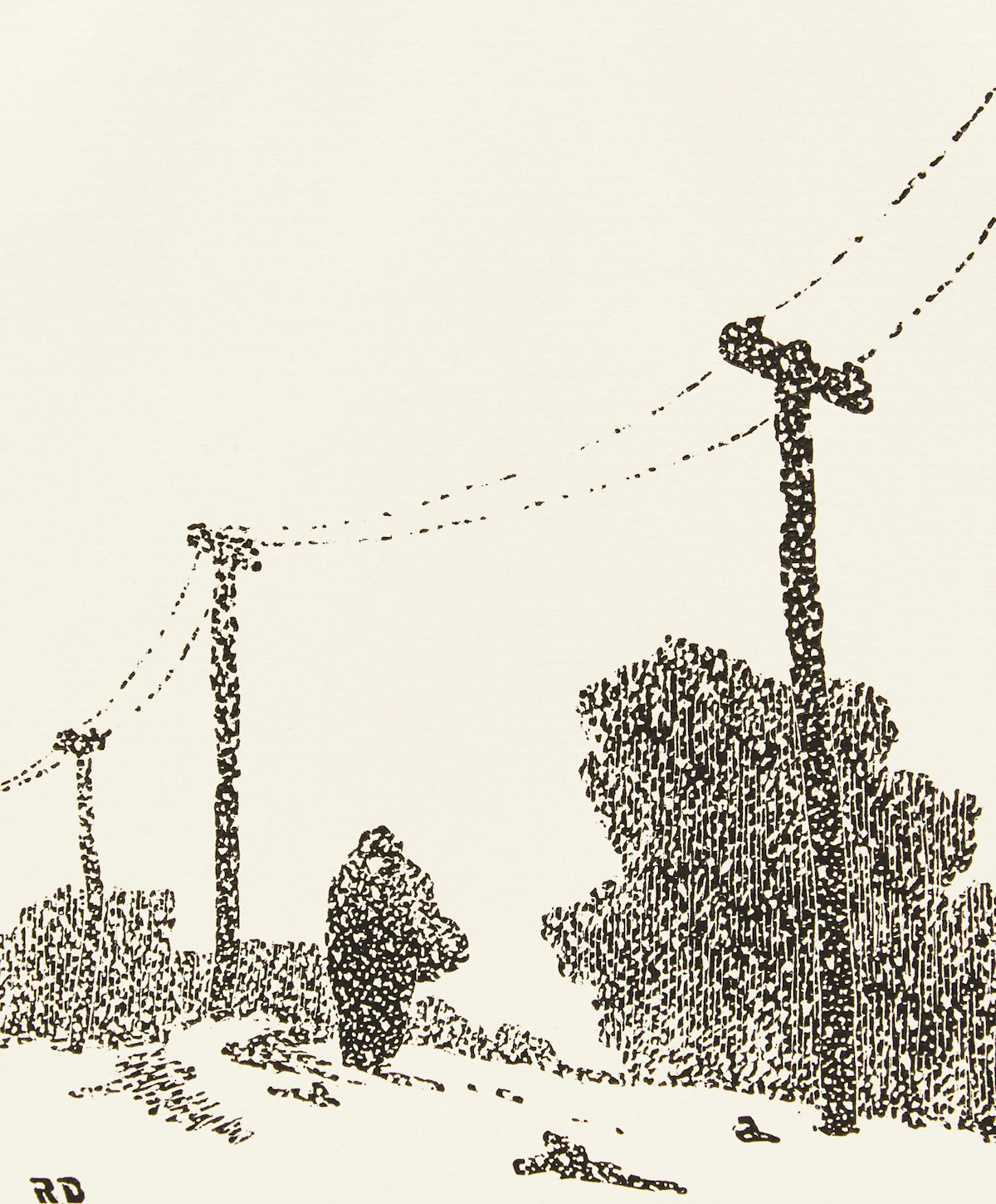 Rodolphe Duguay, La Vierge Mère; Effets de neige, pair of woodblock prints