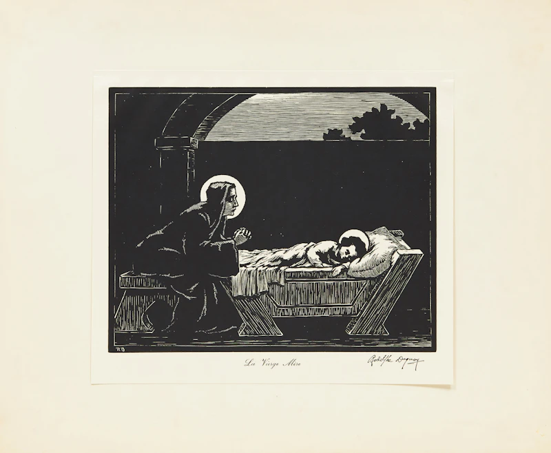 Rodolphe Duguay, La Vierge Mère; Effets de neige, pair of woodblock prints - view 5