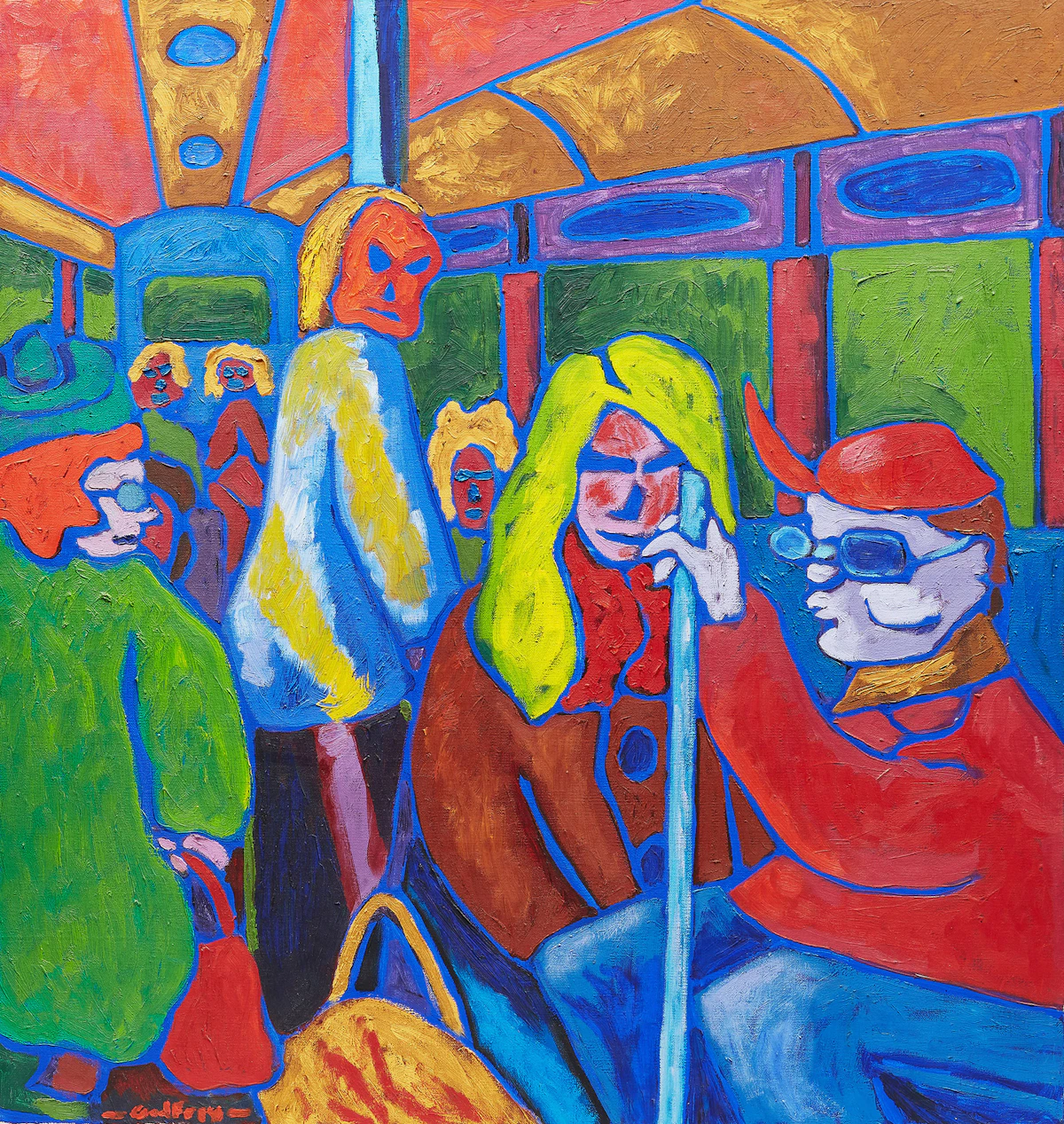 John Godfrey, Streetcar , oil on canvas, 1973