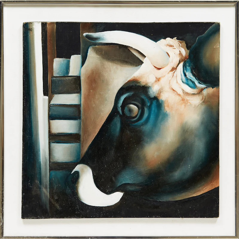 Lindee Climo, Steer, oil on board - view 2
