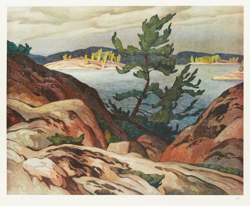 Alfred Joseph Casson, Snow Flurries; Sturgeon Bay; Mist, Rain and Sun, three colour serigraphs - view 2