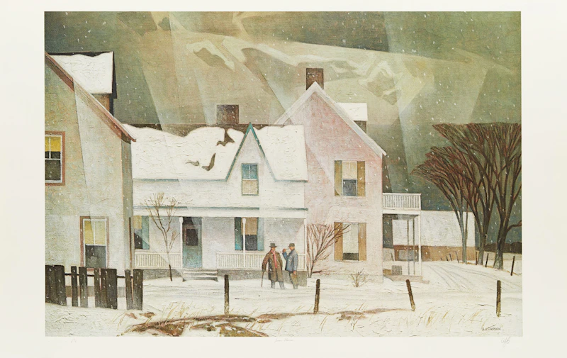 Alfred Joseph Casson, Snow Flurries; Sturgeon Bay; Mist, Rain and Sun, three colour serigraphs - view 8