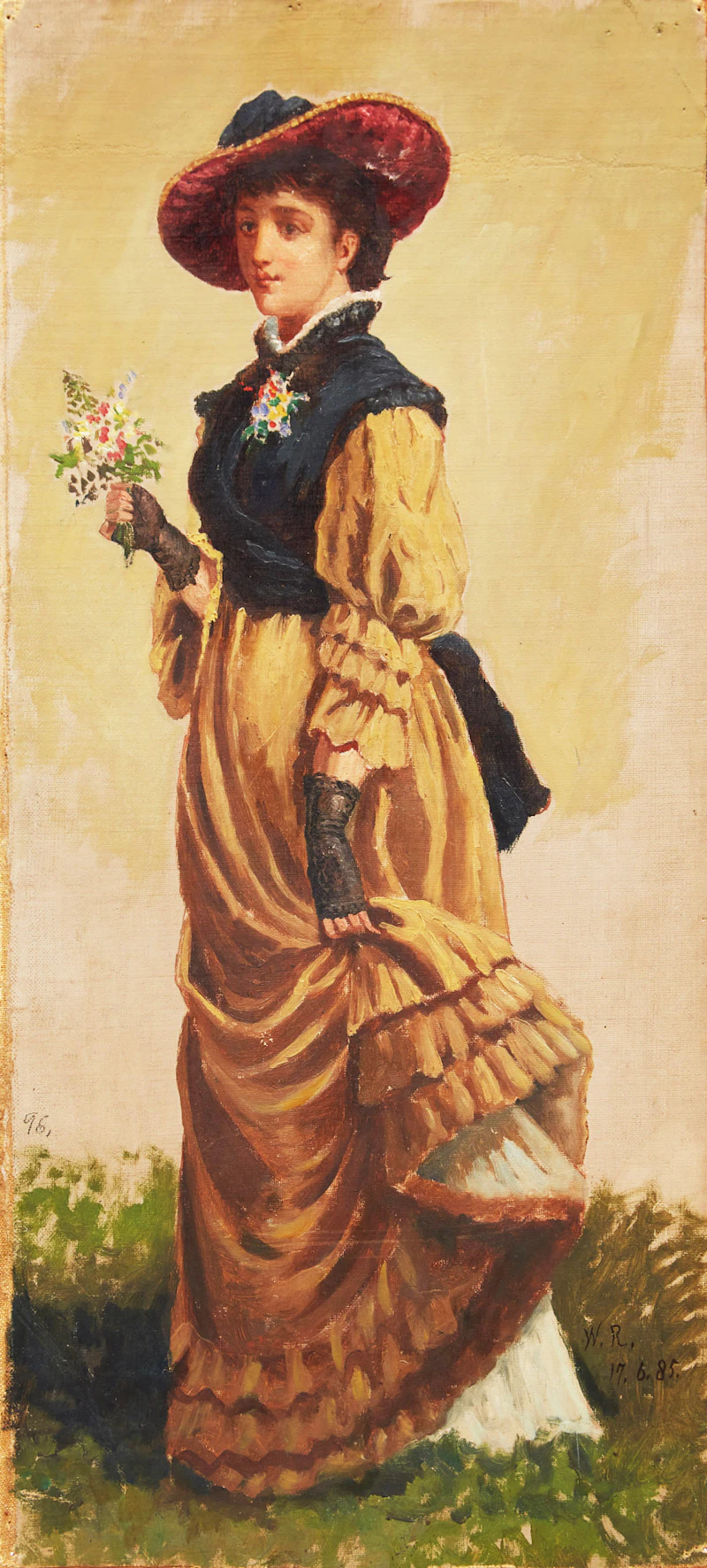 William Raphael, Portrait of a Young Woman with Flowers , oil on canvas, 1885 - view 1
