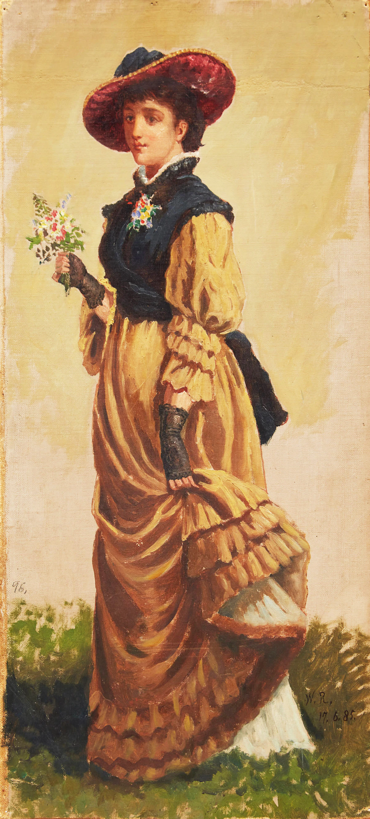 William Raphael, Portrait of a Young Woman with Flowers , oil on canvas, 1885