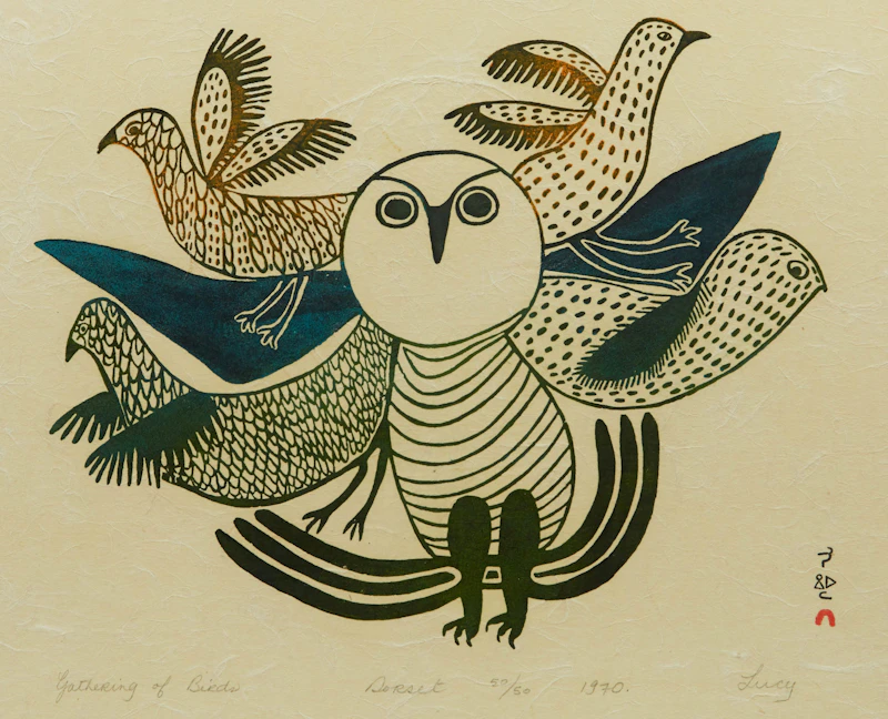 Gathering of Birds by Lucy Qinnuayuak