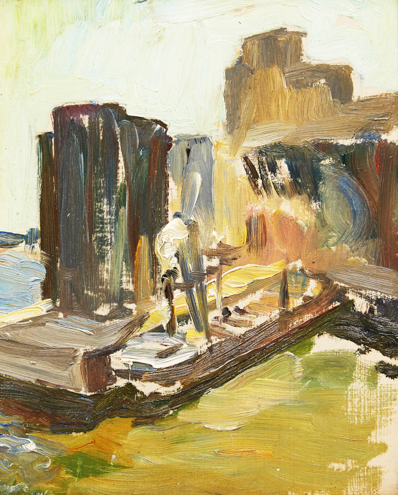 Adrien Hébert, Port de Montreal avec Bateau 