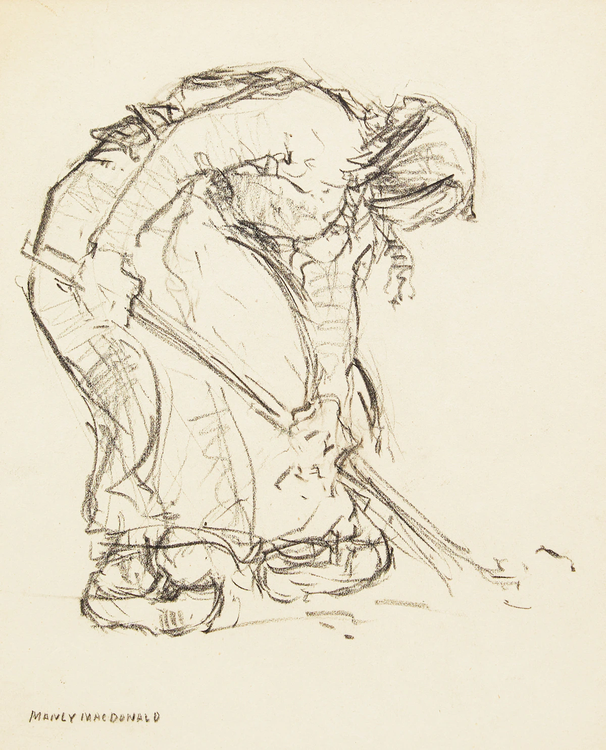 Manly Edward MacDonald, Woman Working; Sketches of Men Working, two pencil drawings