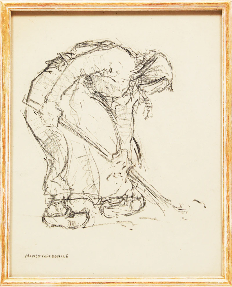 Manly Edward MacDonald, Woman Working; Sketches of Men Working, two pencil drawings - view 2