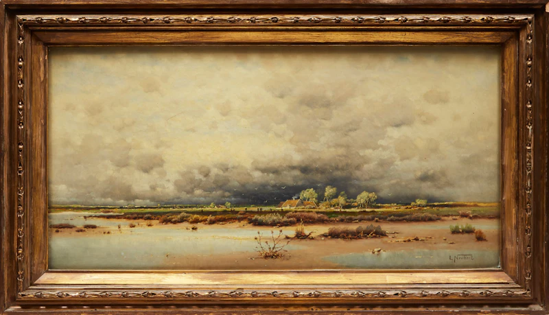 Louis Neubert, Homestead beneath Clouded Sky, oil on canvas - view 2