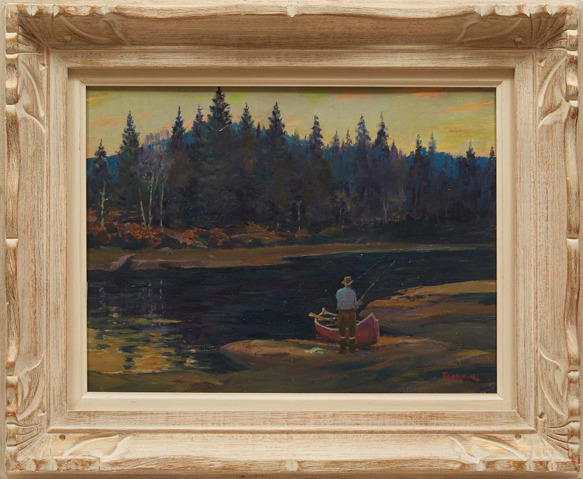 William Thurston Topham, Fisherman at Dusk , oil on canvas board