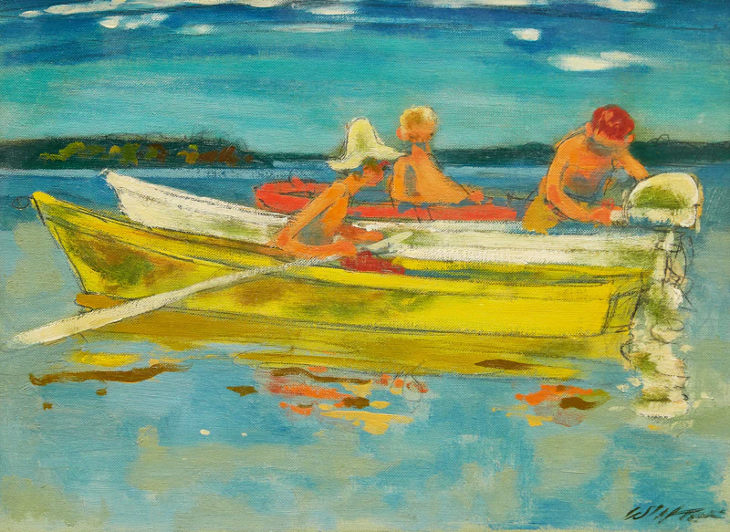William Arthur Winter, Small Boys in Boats, oil on canvas board - view 2