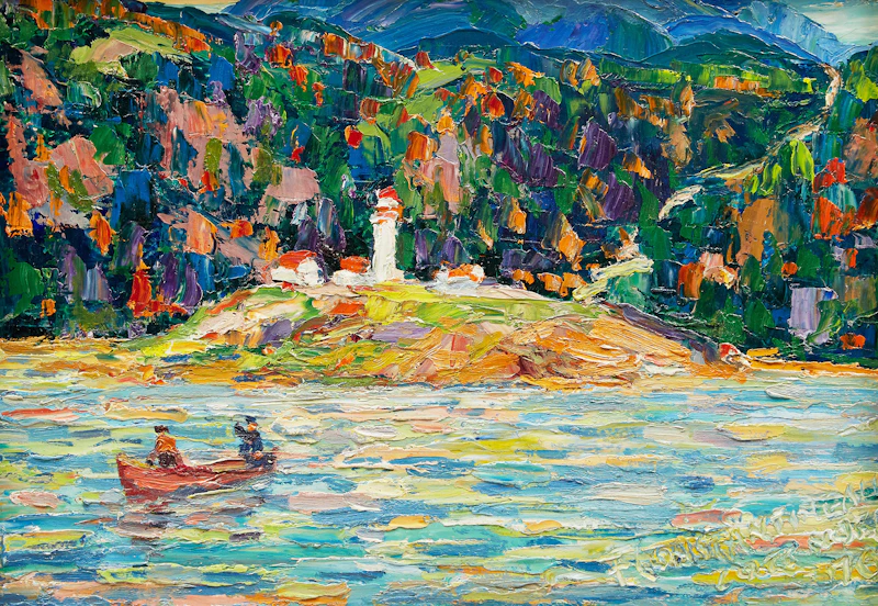 Fleurimond Constantineau, La Côte Nord, rive du St-Laurent, près des Escoumins , oil on board, 1970 - view 2