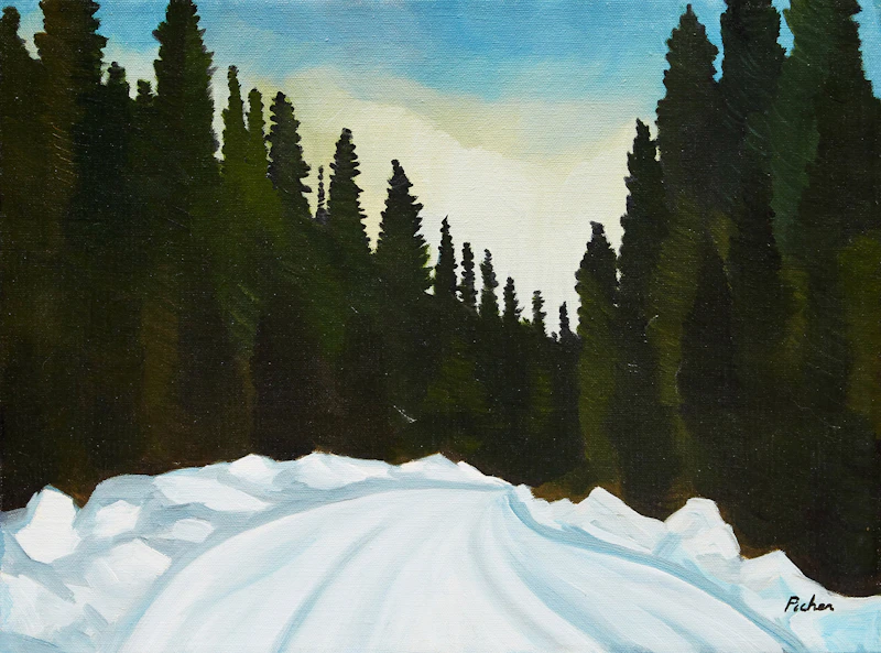 Claude Picher, Route d’épinettes, Gaspésie, oil on canvas - view 2
