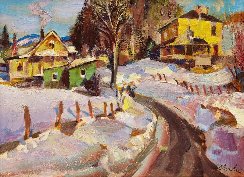 Albert Edward Cloutier, St-Jovite (près lac ouimet), après midi en mars, oil on canvas board, 1954 - view 2