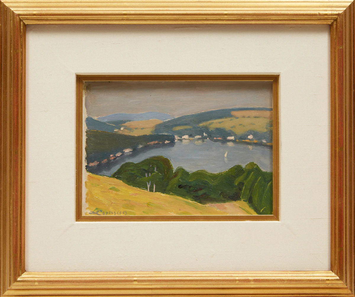 John Goodwin Lyman, Lake Massawippi (circa 1947), oil on board, circa 1947