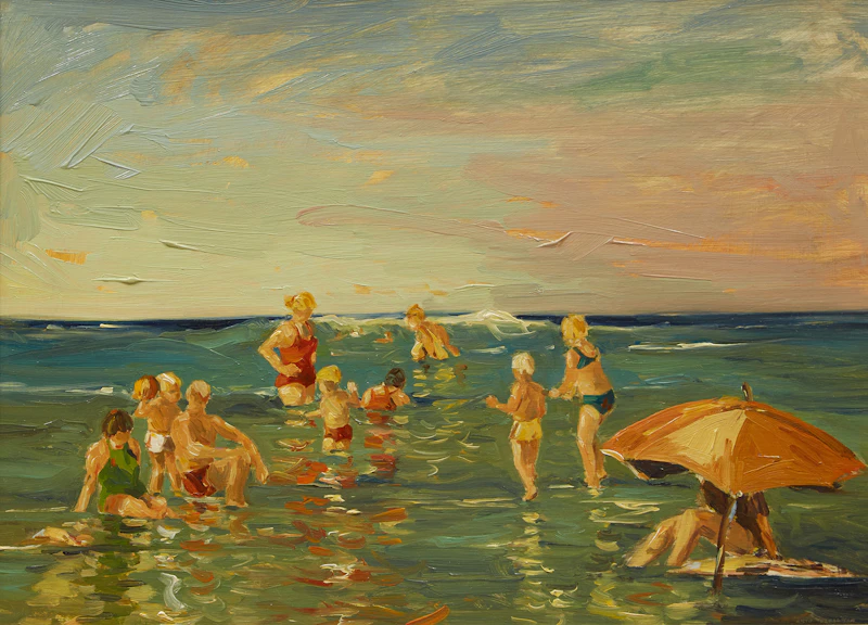 Arto Yuzbasiyan, Jersey Shore Beach Scene (1983), oil on board, 1983 - view 2
