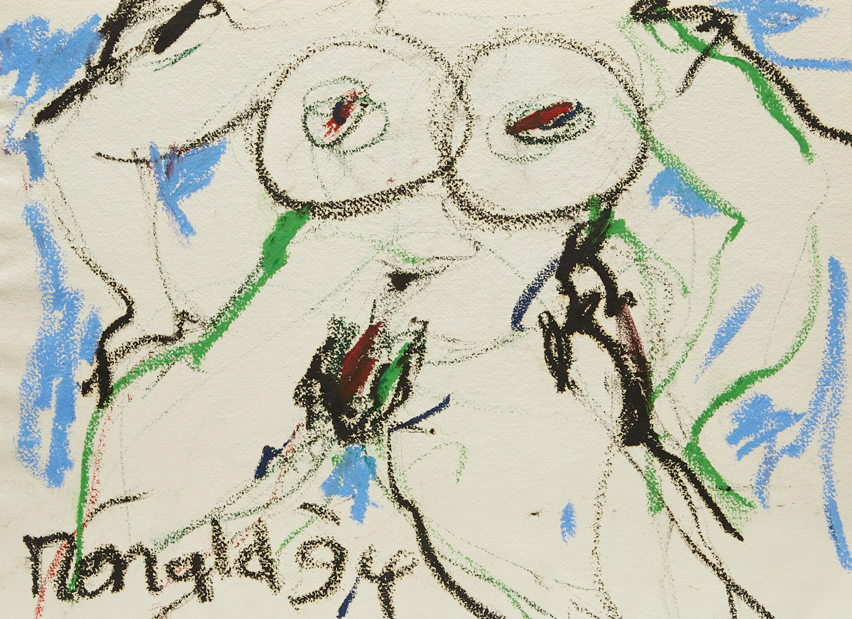 William Ronald, Augustan Blue Moon, mixed media on paper, 1994